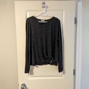Charcoal gray long sleeve shirt with knot detail